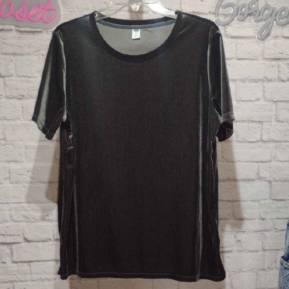 Old Navy Charcoal Gray Velvet Short Sleeve Tee